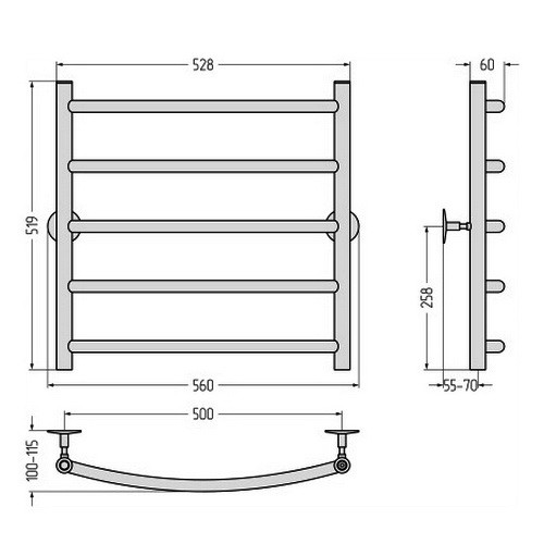 Водяной полотенцесушитель Стилье Универсал-50 600х500 (5) Г 21 (Без покрытия) Водяной полотенцесушитель Стилье Универсал-50 600х500 (5) Г 21 (Без покрытия)