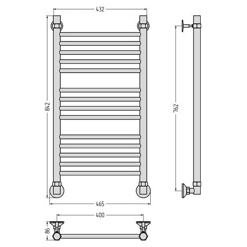 Водяной полотенцесушитель Стилье Аксиома-10 800х400 (Без покрытия)