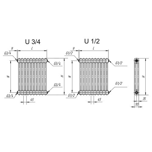 Стальной трубчатый радиатор отопления VELAR 2057 U 20 секций боковое подключение RAL 9016 Стальной трубчатый радиатор отопления VELAR 2057 U 20 секций боковое подключение RAL 9016