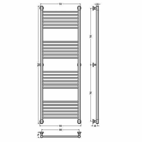Водяной полотенцесушитель Сунержа Богема+ прямая 1500х500 (Без покрытия)