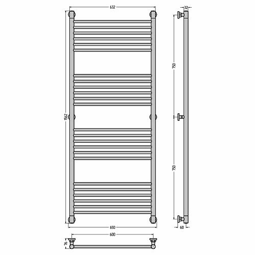 Водяной полотенцесушитель Сунержа Богема+ прямая 1500х600 (Без покрытия)