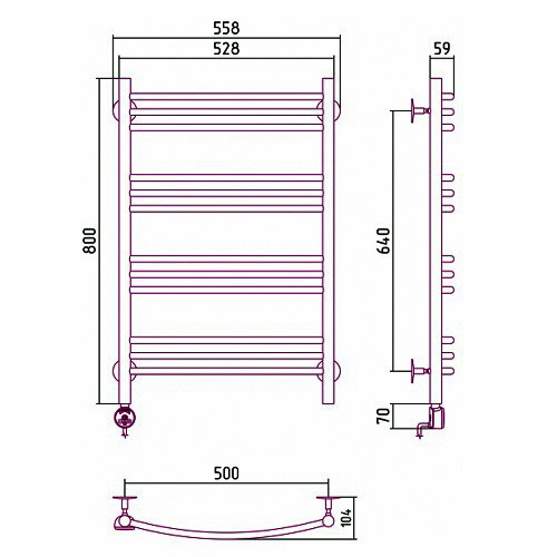 Электрический полотенцесушитель Стилье Формат 10 ТЛ 800х500 (3+3+3+3) Г16