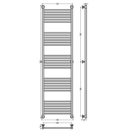 Водяной полотенцесушитель Сунержа Богема+ прямая 1900х500 (Без покрытия)