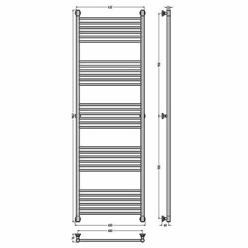Водяной полотенцесушитель Сунержа Богема+ прямая 1900х600 (Без покрытия)