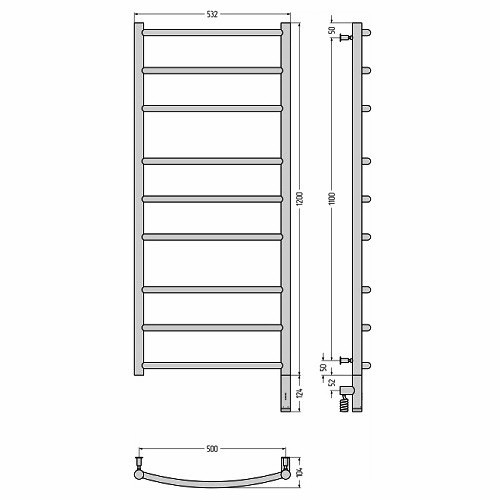 Электрический полотенцесушитель Сунержа Галант 3.0 1200х500 МЭМ правый (Без покрытия)