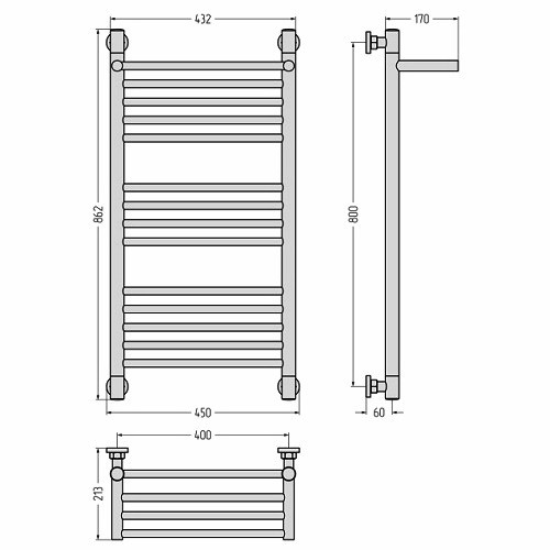 Водяной полотенцесушитель Сунержа Богема+ с полкой 800х400 (Без покрытия)