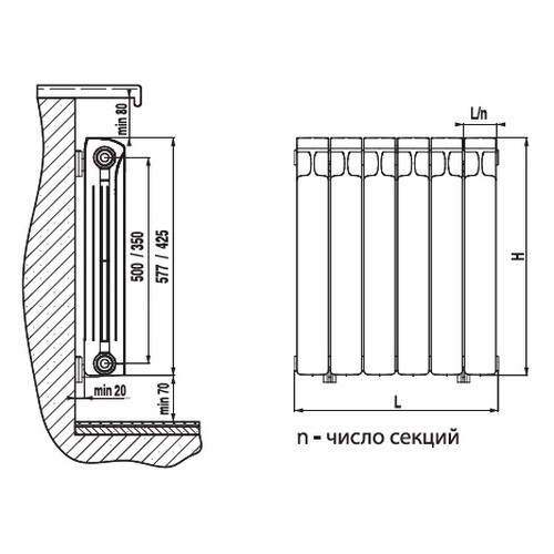 Биметаллический радиатор отопления Rifar Monolit 500 9 секций