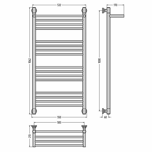 Водяной полотенцесушитель Сунержа Богема+ с полкой 1000х500 (Без покрытия) Водяной полотенцесушитель Сунержа Богема+ с полкой 1000х500 (Без покрытия)