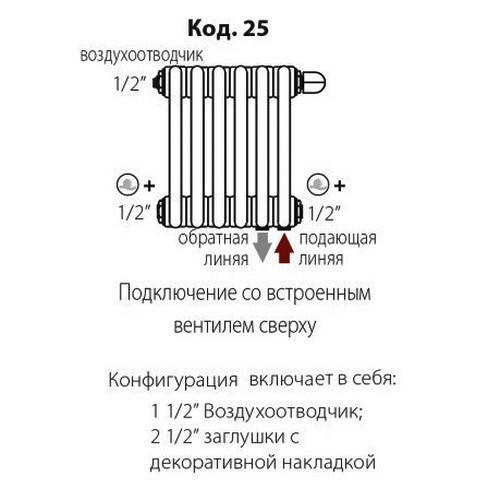 Стальной трубчатый радиатор отопления IRSAP TESI 30365 T25 10 секций