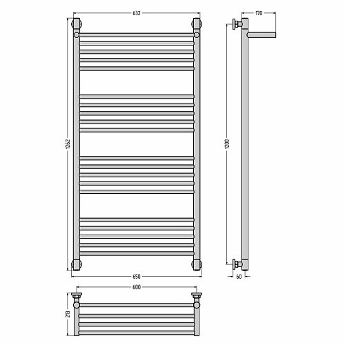 Водяной полотенцесушитель Сунержа Богема+ с полкой 1200х600 (Без покрытия) Водяной полотенцесушитель Сунержа Богема+ с полкой 1200х600 (Без покрытия)