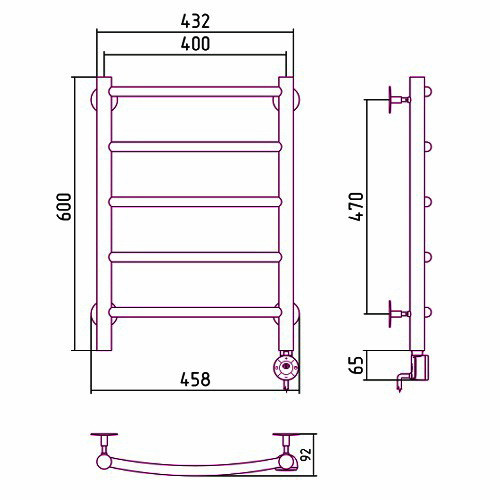 Электрический полотенцесушитель Стилье Формат 12 600х400 правый, матовый белый