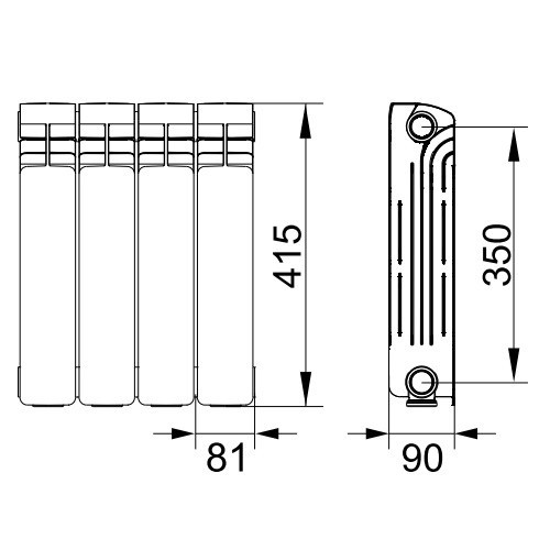 Алюминиевый радиатор отопления Rifar Alum 350 13 секций Алюминиевый радиатор отопления Rifar Alum 350 13 секций