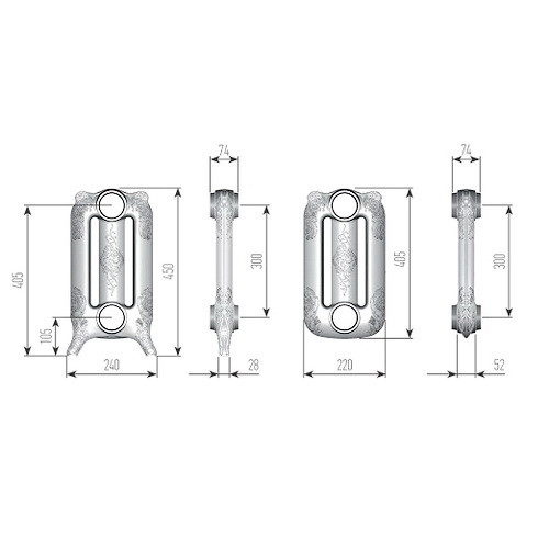 Чугунный радиатор отопления EXEMET Mirabella 450/300 (1 секция)