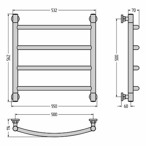 Водяной полотенцесушитель Сунержа Галант+ 500х500 (Без покрытия) Водяной полотенцесушитель Сунержа Галант+ 500х500 (Без покрытия)