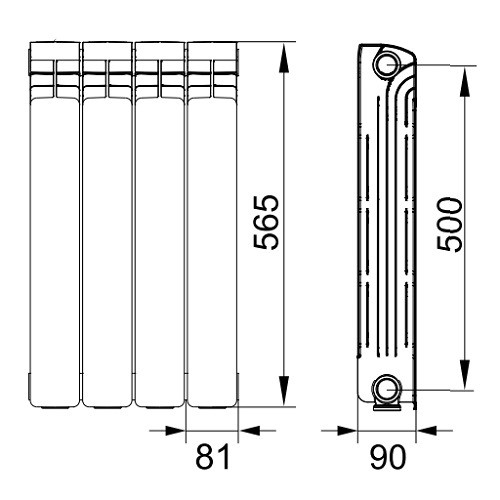 Алюминиевый радиатор отопления Rifar Alum 500 5 секции Алюминиевый радиатор отопления Rifar Alum 500 5 секции