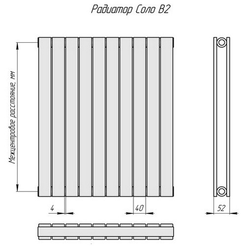 Стальной трубчатый радиатор отопления КЗТО Соло В 2-300-28