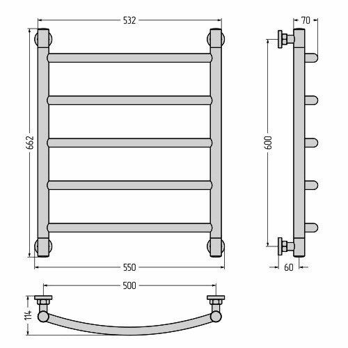 Водяной полотенцесушитель Сунержа Галант+ 600х500 (Без покрытия) Водяной полотенцесушитель Сунержа Галант+ 600х500 (Без покрытия)