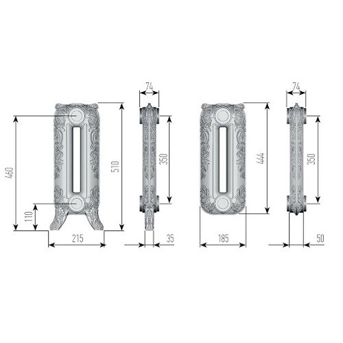 Чугунный радиатор отопления EXEMET Romantica 510/350 (1 секция)