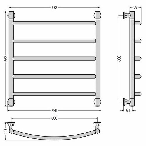 Водяной полотенцесушитель Сунержа Галант+ 600х600 (Без покрытия) Водяной полотенцесушитель Сунержа Галант+ 600х600 (Без покрытия)