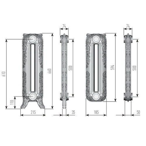 Чугунный радиатор отопления EXEMET Romantica 660/500 (1 секция) Чугунный радиатор отопления EXEMET Romantica 660/500 (1 секция)