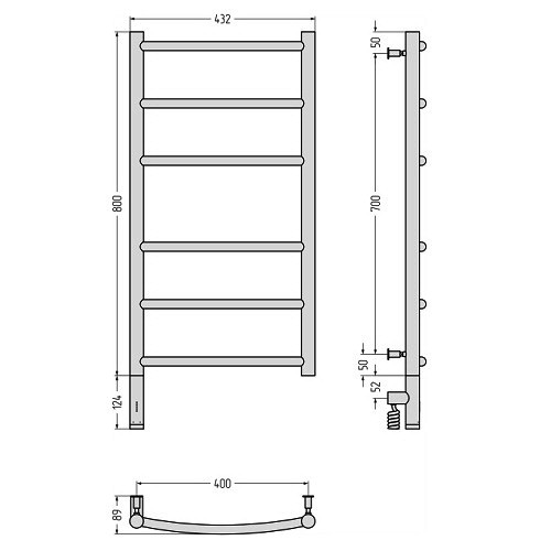 Электрический полотенцесушитель Сунержа Галант 3.0 800х400 МЭМ левый (Без покрытия)