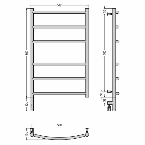 Электрический полотенцесушитель Сунержа Галант 3.0 800х500 МЭМ левый (Без покрытия)