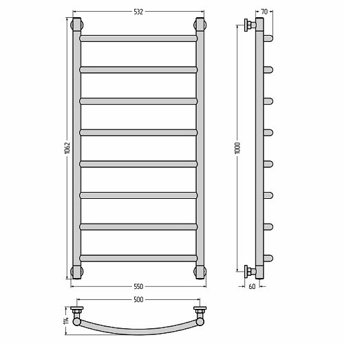 Водяной полотенцесушитель Сунержа Галант+ 1000х500 (Без покрытия) Водяной полотенцесушитель Сунержа Галант+ 1000х500 (Без покрытия)