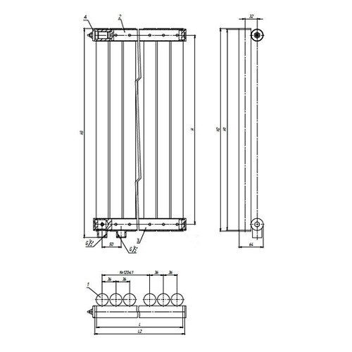Стальной трубчатый радиатор отопления Empatiko Takt L1-832-1750 Cream Grey
