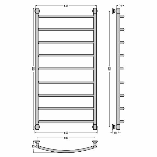 Водяной полотенцесушитель Сунержа Галант+ 1200х600 (Без покрытия) Водяной полотенцесушитель Сунержа Галант+ 1200х600 (Без покрытия)