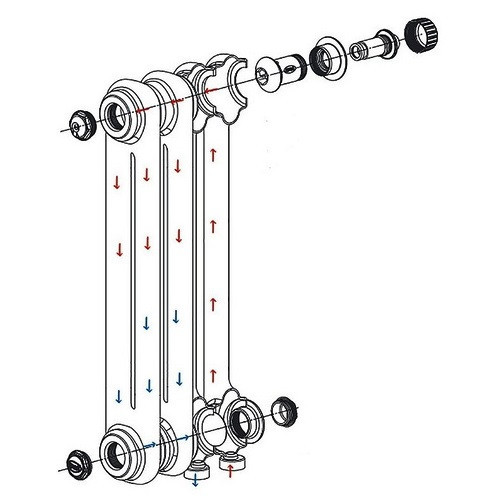 Стальной трубчатый радиатор отопления Rifar Tubog Ventil 3180 DV1 6 секций Антрацит
