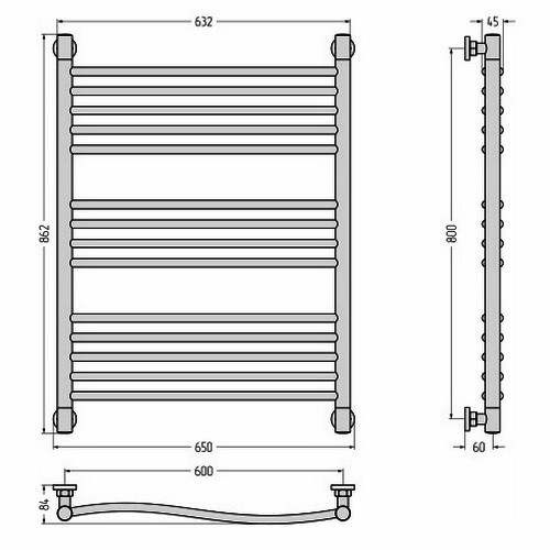 Водяной полотенцесушитель Сунержа Флюид+ 800х600 (Без покрытия) Водяной полотенцесушитель Сунержа Флюид+ 800х600 (Без покрытия)