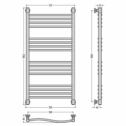 Водяной полотенцесушитель Сунержа Флюид+ 1000х500 (Без покрытия) Водяной полотенцесушитель Сунержа Флюид+ 1000х500 (Без покрытия)