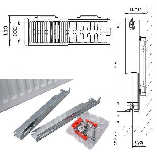 Стальной панельный радиатор отопления Axis Ventil 22 300х1200