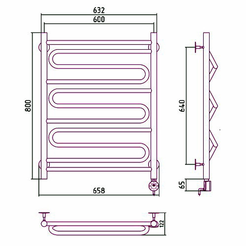 Электрический полотенцесушитель Стилье Формат 22 800х600 правый, матовый белый