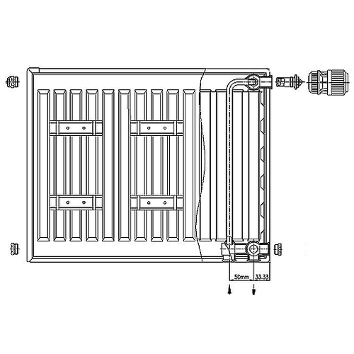 Стальной панельный радиатор отопления Axis Ventil 22 300х1400