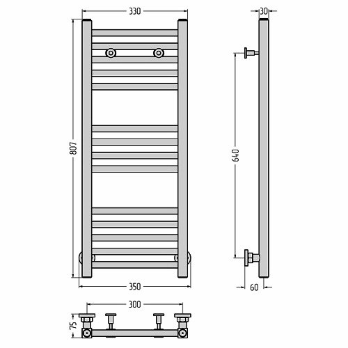 Водяной полотенцесушитель Сунержа Модус 800х300 (Без покрытия) Водяной полотенцесушитель Сунержа Модус 800х300 (Без покрытия)