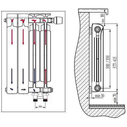 Биметаллический радиатор отопления Rifar Monolit Ventil 500 14 секций Биметаллический радиатор отопления Rifar Monolit Ventil 500 14 секций