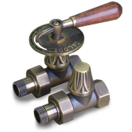 Комплект декоративных вентилей EXEMET прямых для чугунных радиаторов 1/2", с деревянной ручкой Комплект декоративных вентилей EXEMET прямых для чугунных радиаторов 1/2", с деревянной ручкой