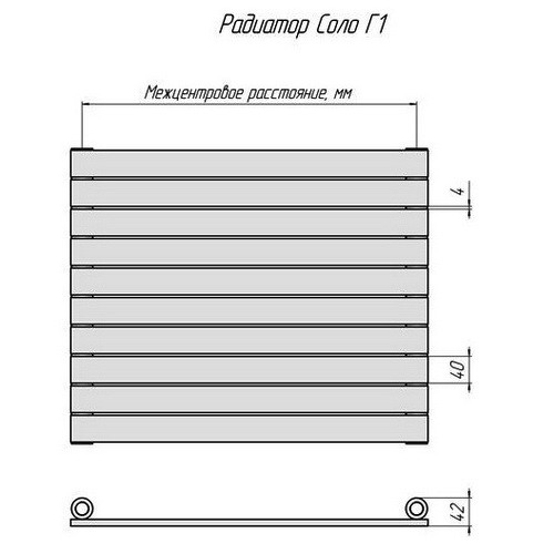 Стальной трубчатый радиатор отопления КЗТО Соло Г 1-300-11