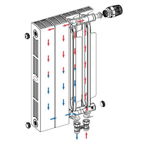 Биметаллический радиатор отопления Rifar SUPReMO Ventil 350 4 секции