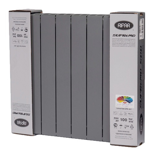 Биметаллический радиатор отопления Rifar SUPReMO 500 12 секций Титан Биметаллический радиатор отопления Rifar SUPReMO 500 12 секций Титан