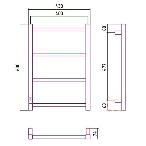 Электрический полотенцесушитель Стилье Формат 26 600х400, левый, белый Электрический полотенцесушитель Стилье Формат 26 600х400, левый, белый