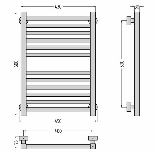 Водяной полотенцесушитель Сунержа Модус PRO 600х400 (Без покрытия)