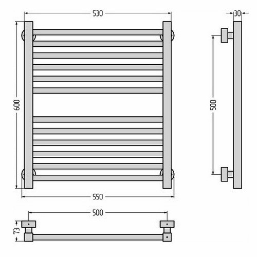Водяной полотенцесушитель Сунержа Модус PRO 600х500 (Без покрытия)