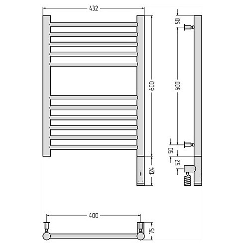 Электрический полотенцесушитель Сунержа Богема 3.0 прямая 600х400 МЭМ правый (Без покрытия) Электрический полотенцесушитель Сунержа Богема 3.0 прямая 600х400 МЭМ правый (Без покрытия)