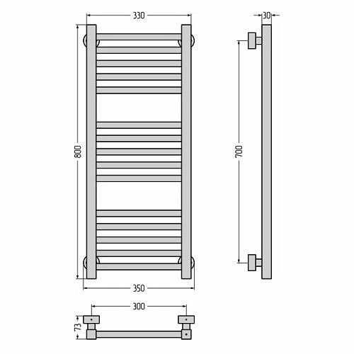Водяной полотенцесушитель Сунержа Модус PRO 800х300 (Без покрытия) Водяной полотенцесушитель Сунержа Модус PRO 800х300 (Без покрытия)