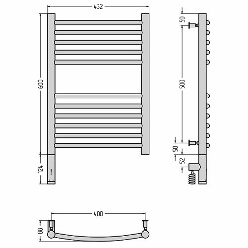 Электрический полотенцесушитель Сунержа Богема 3.0 выгнутая 600х400 МЭМ левый (Без покрытия) Электрический полотенцесушитель Сунержа Богема 3.0 выгнутая 600х400 МЭМ левый (Без покрытия)