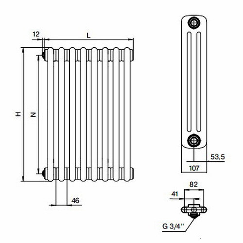 Стальной трубчатый радиатор отопления Rifar Tubog 3057 8 секций RAL 9016 Стальной трубчатый радиатор отопления Rifar Tubog 3057 8 секций RAL 9016