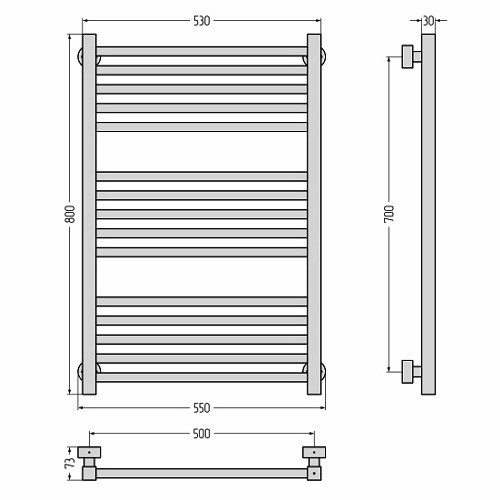 Водяной полотенцесушитель Сунержа Модус PRO 800х500 (Без покрытия) Водяной полотенцесушитель Сунержа Модус PRO 800х500 (Без покрытия)