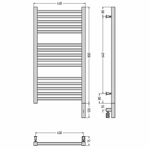 Электрический полотенцесушитель Сунержа Модус 3.0 800х400 МЭМ правый (Без покрытия)